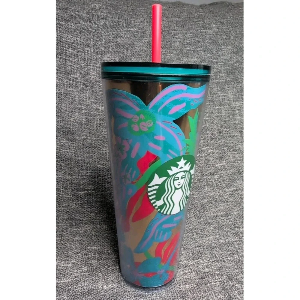 Starbucks 2022 Forest Dream Aqua Terra Floral Venti 24oz Cold Cup‎ Tumbler RARE